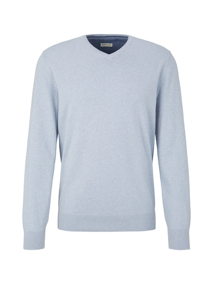 Melierter Pullover mit V-Ausschnitt