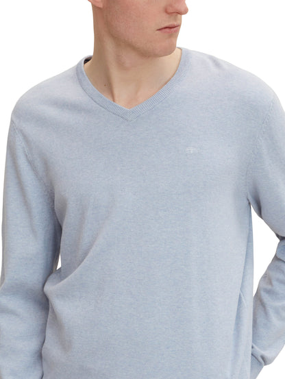 Melierter Pullover mit V-Ausschnitt