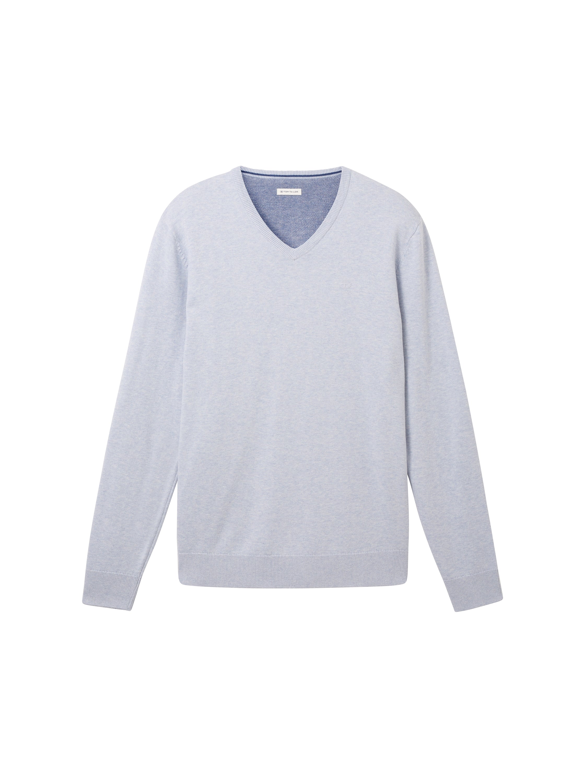 Melierter Pullover mit V-Ausschnitt