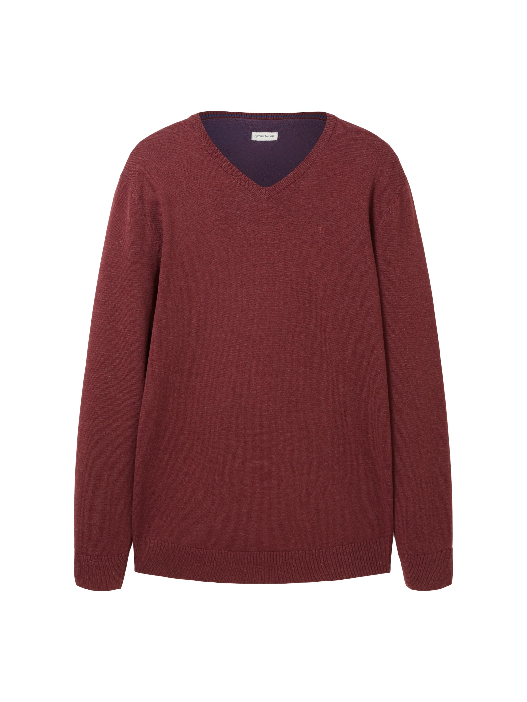 Melierter Pullover mit V-Ausschnitt