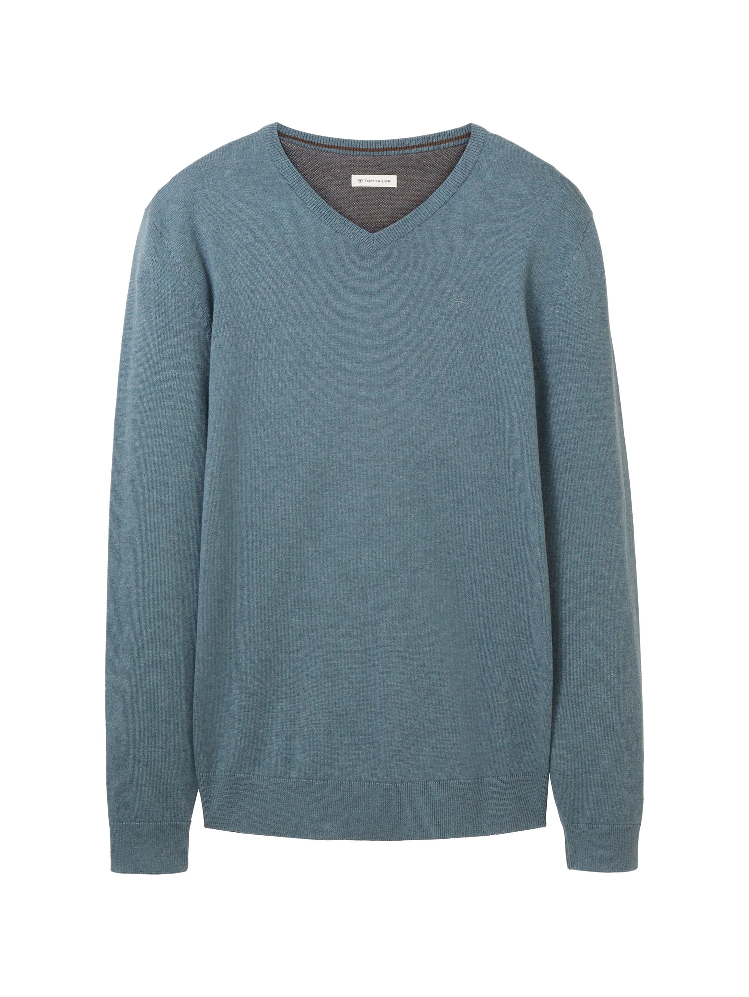 Melierter Pullover mit V-Ausschnitt