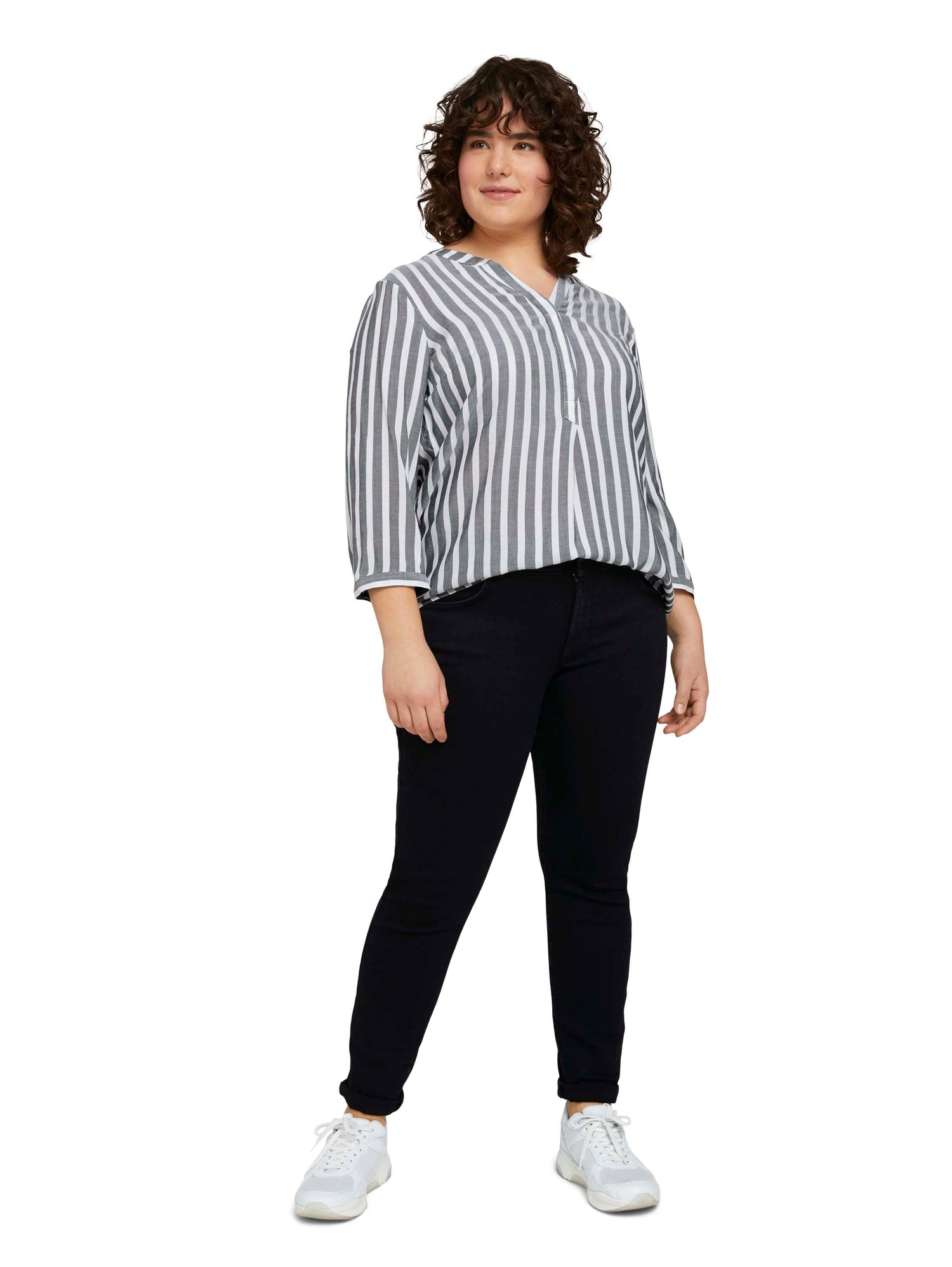 Plus Size - Gestreifte Henleybluse