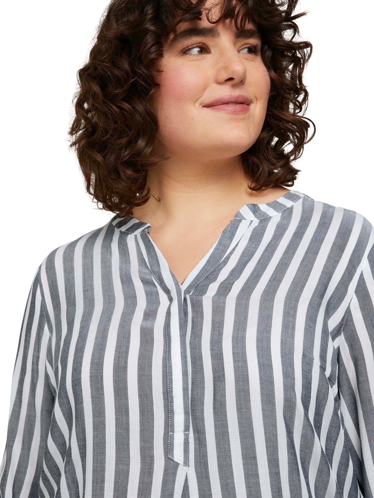 Plus Size - Gestreifte Henleybluse