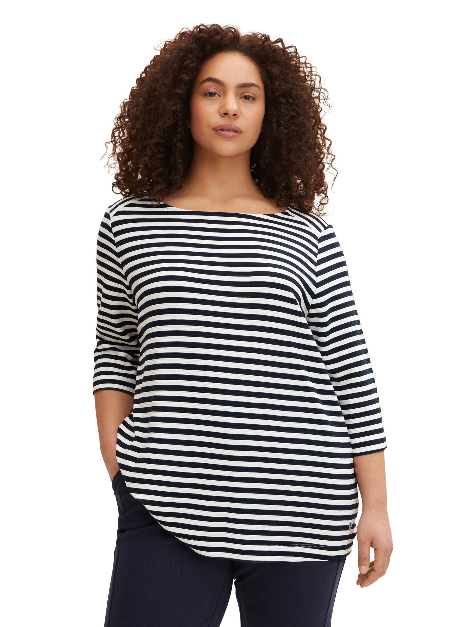 Plus Size - Gestreiftes Ottoman Sweatshirt