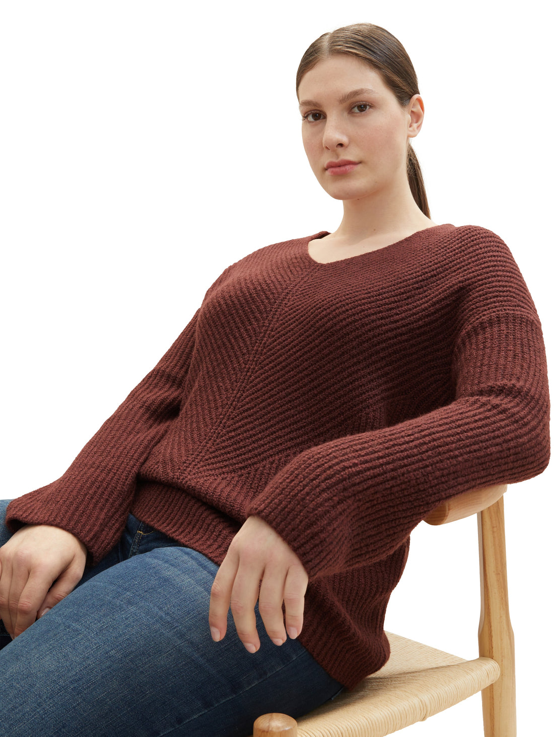 Plus Size - Strickpullover mit V-Ausschnitt