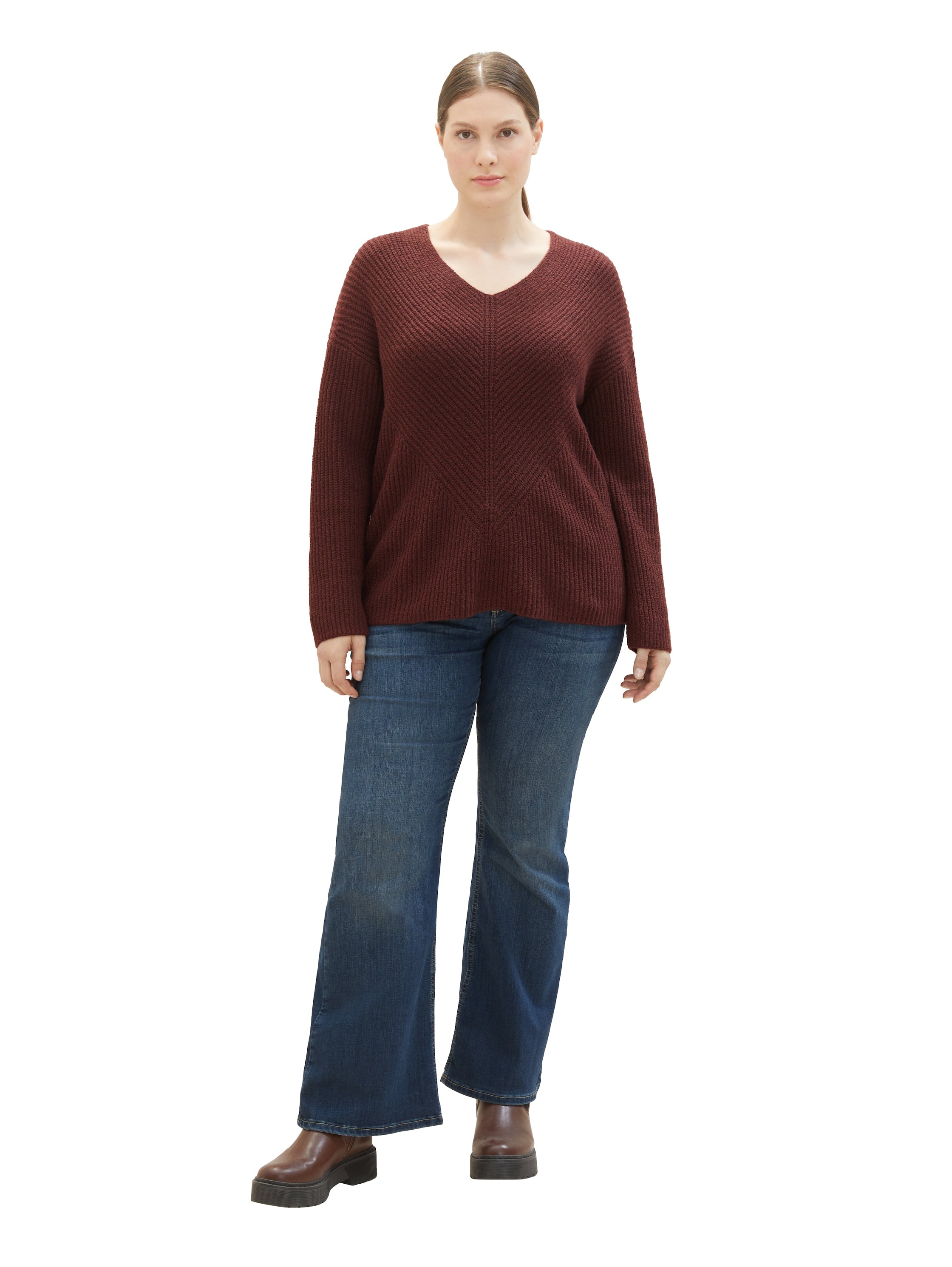 Plus Size - Strickpullover mit V-Ausschnitt