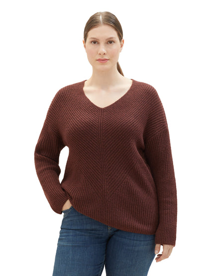 Plus Size - Strickpullover mit V-Ausschnitt