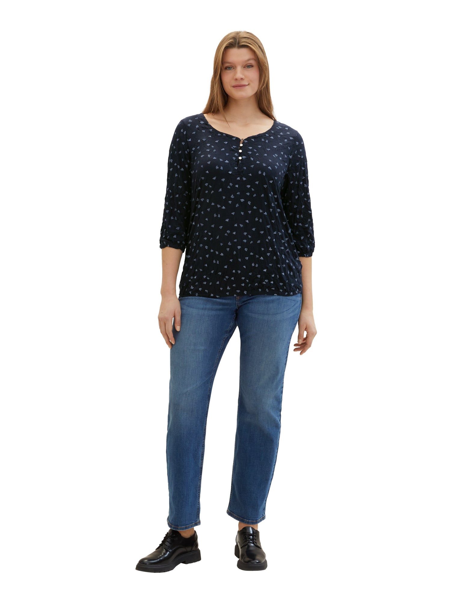 Plus Size - 3/4 Arm Shirt mit Allover-Print