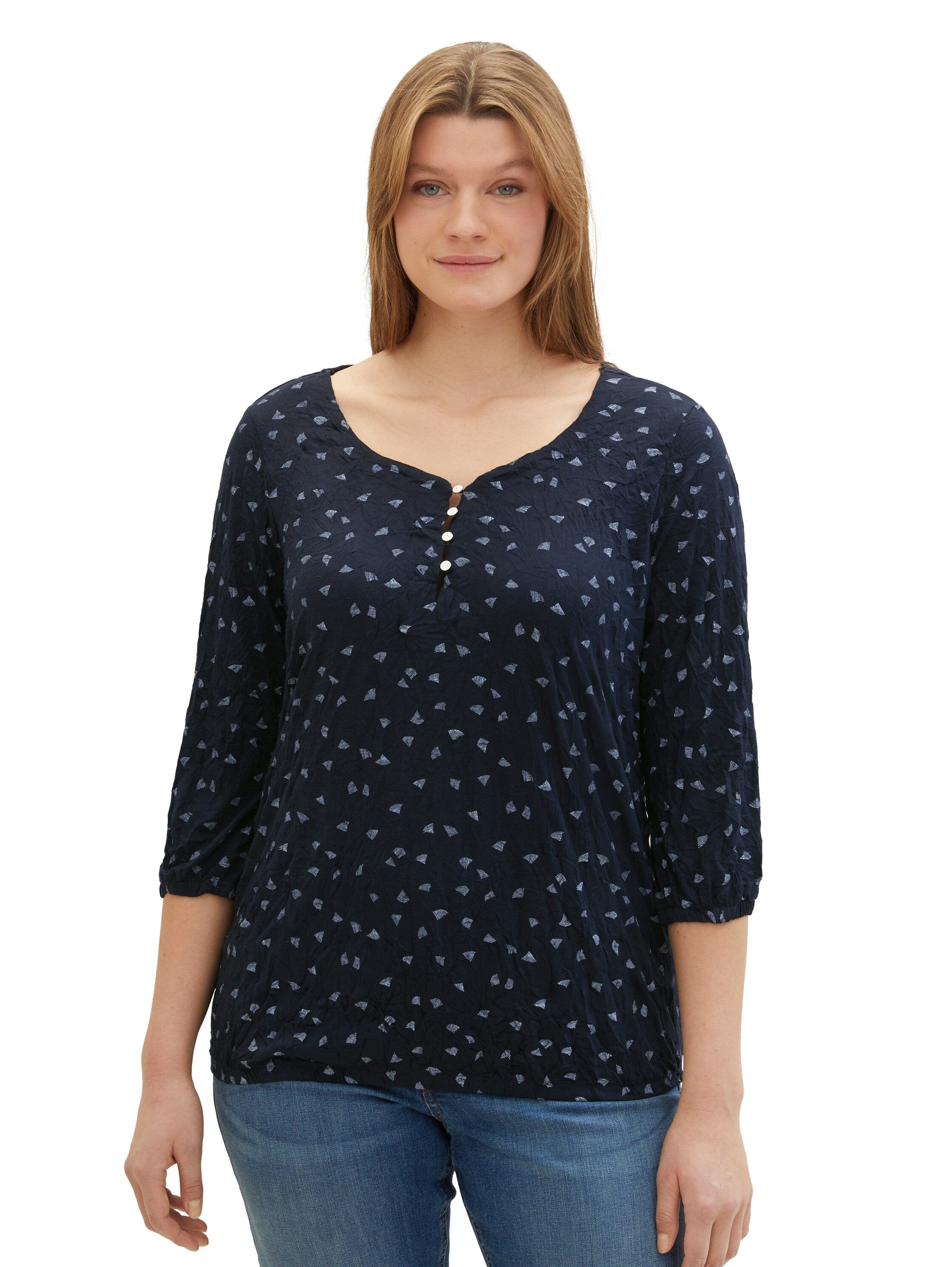 Plus Size - 3/4 Arm Shirt mit Allover-Print