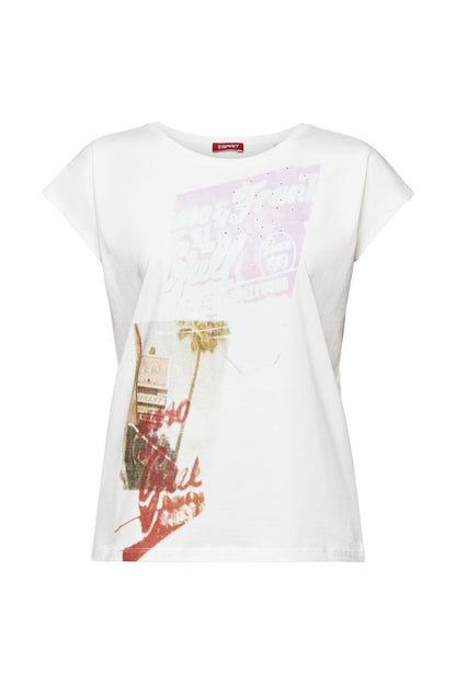 T-Shirt mit Grafik und Strass-Details