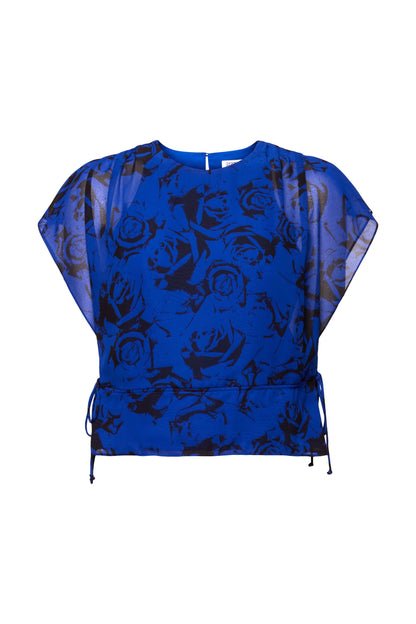 Chiffonbluse mit Tunnelzug und Print