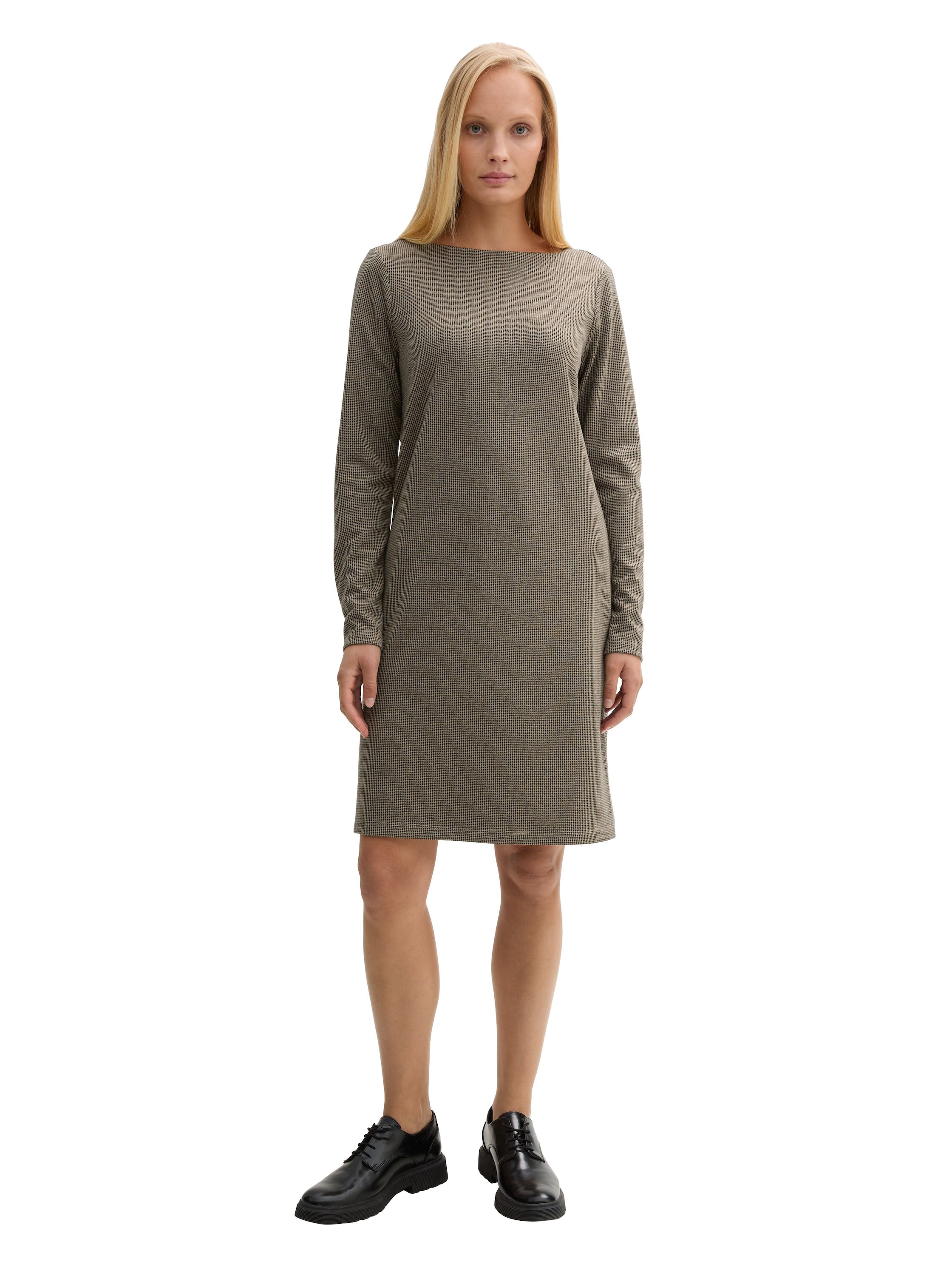 Jacquard Kleid mit U-Boot-Ausschnitt