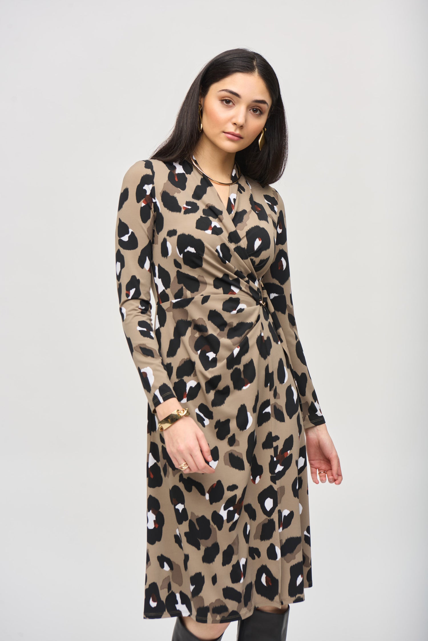 Wickelkleid aus Jersey mit Animalprint